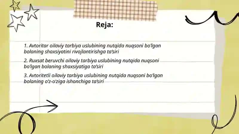 Oilaviy tarbiya uslublari va ularning nutqida nuqsoni bo’lgan bolaning shaxsiyatini rivojlantirishga ta’siri 2