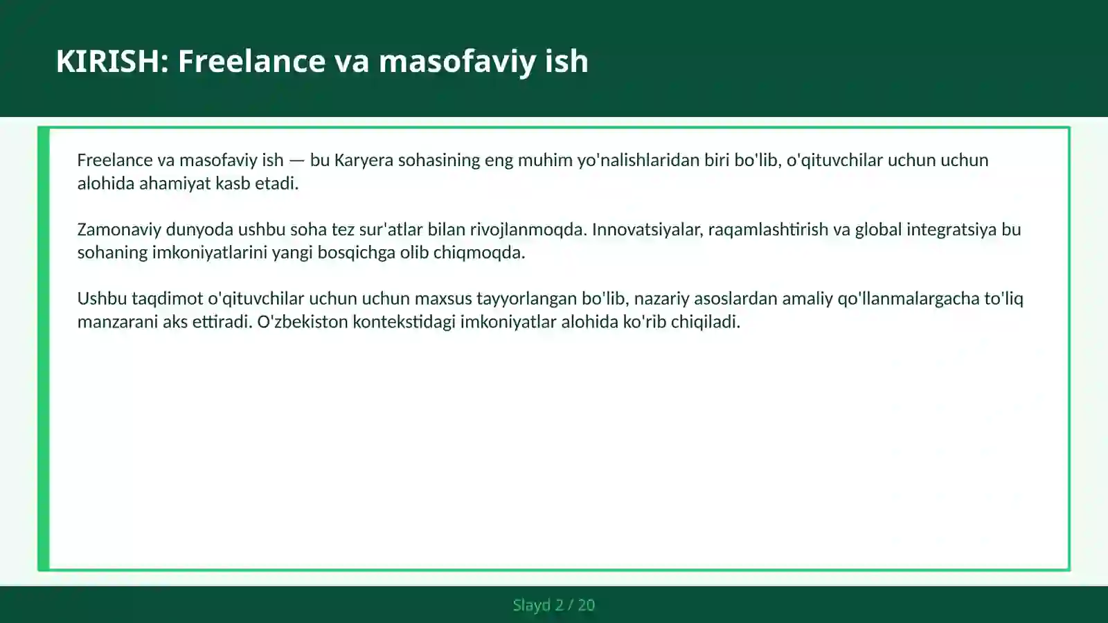 FREELANCE VA MASOFAVIY ISH 2