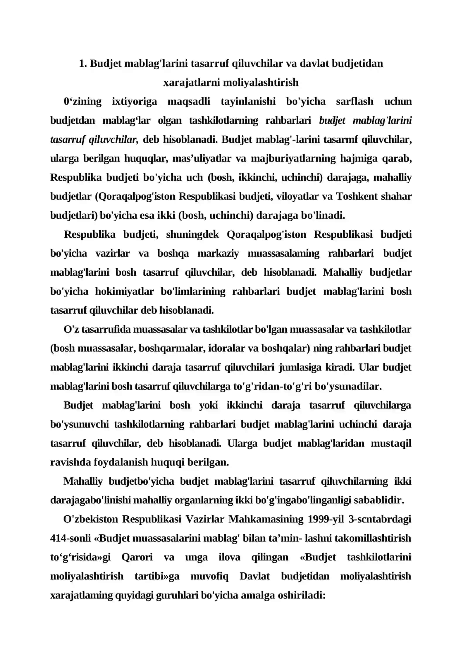 Budjet tashkilotlarida moliyalashtirish, pul mablag‘lari va xarajatlar hisobi 2