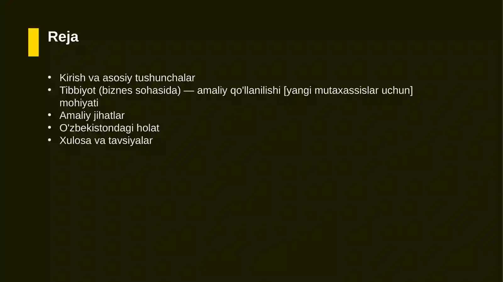 Tibbiyot (biznes sohasida) — amaliy qo'llanilishi [yangi mutaxassislar uchun] 2