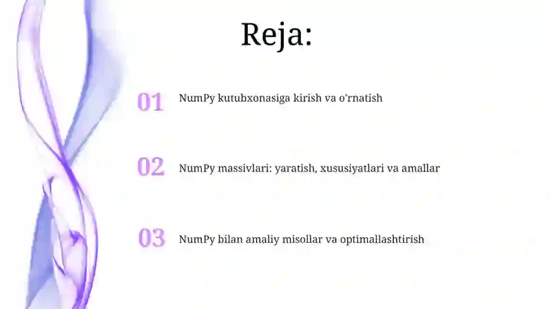 Python dasturlash tilida Numpy kutubxonasi bilan ishlash 2