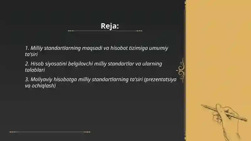 Milliy standartlarning talablari va ularning hisobotga ta'siri 2