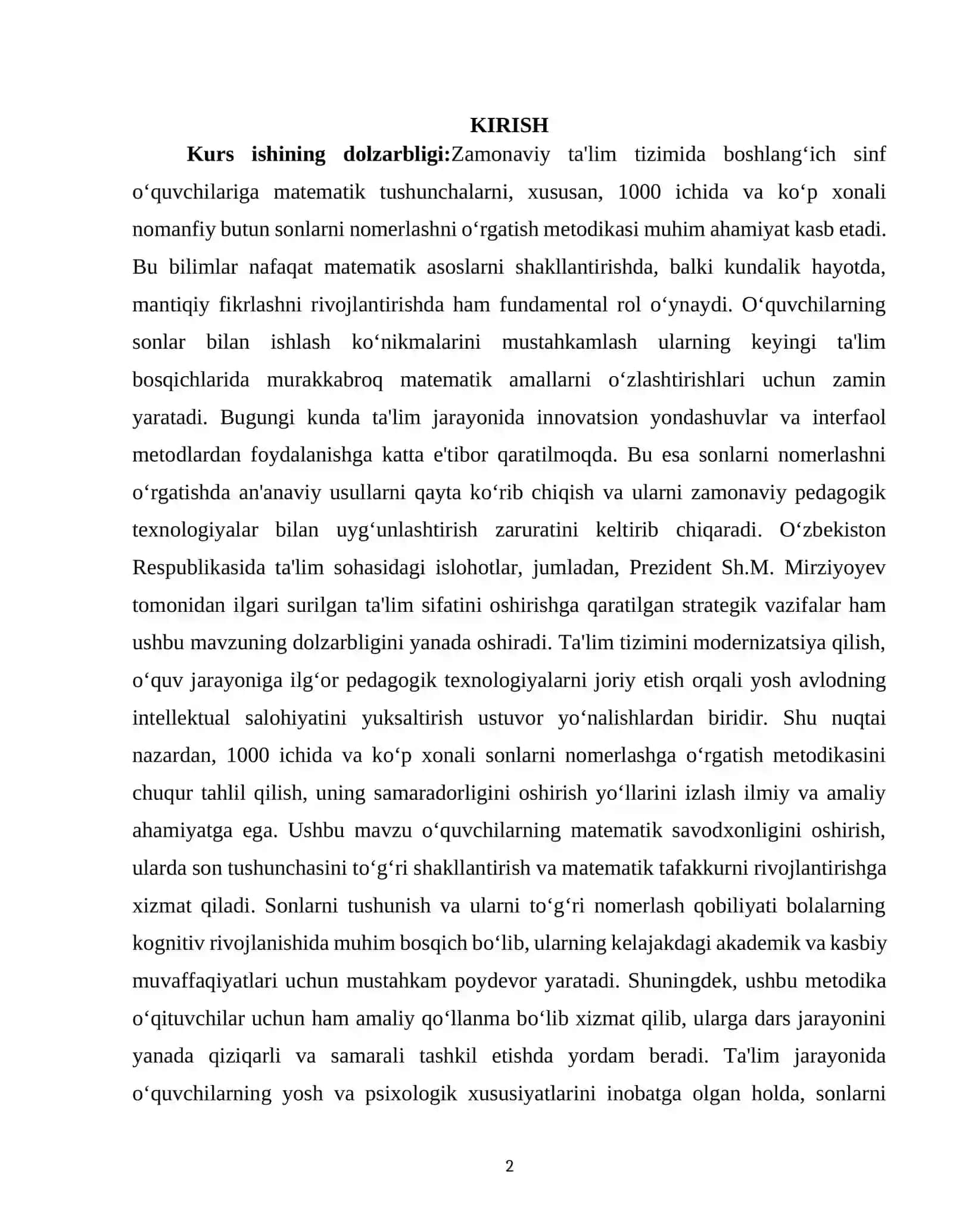 KO'P XONALI NOMANFIY BUTUN SONLARNI NOMERLASHGA O'RGATISH METODIKASI 2