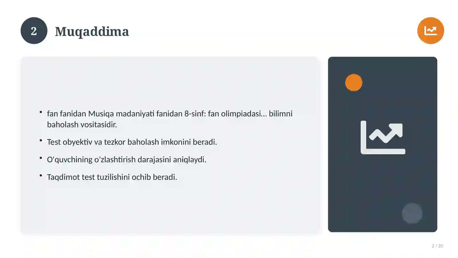 Musiqa madaniyati fanidan 8-sinf: fan olimpiadasi savollari 2