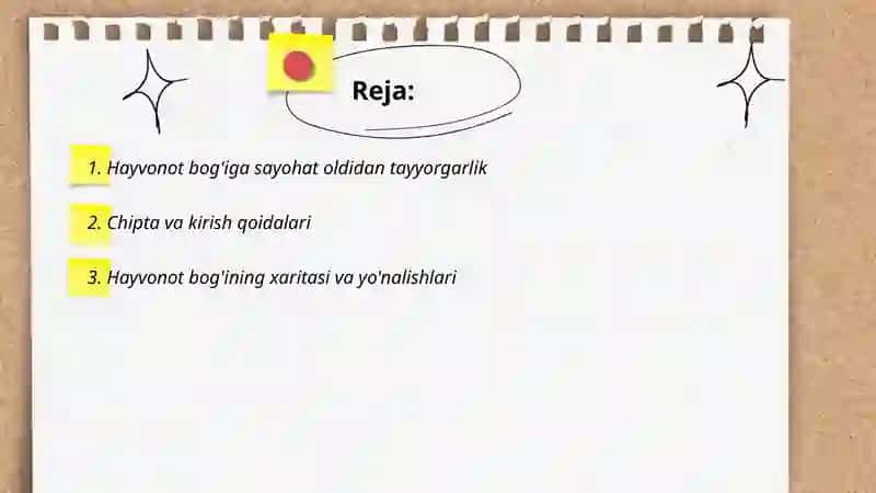 Hayvonot bog'iga sayohat oldidan tayyorgarlik 2