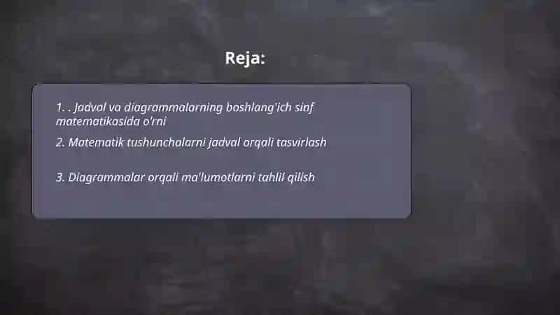Boshlang'ich sinf matematika fani misol masalalarida jadval, diagrammalardan foydalanish metodikasi, masalalar yechish tahlili 2