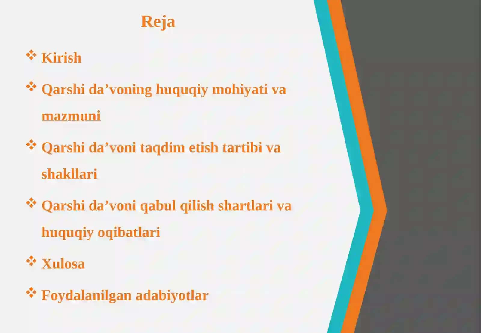 Qarshi da’vo va uni qabul qilish shartlari 2