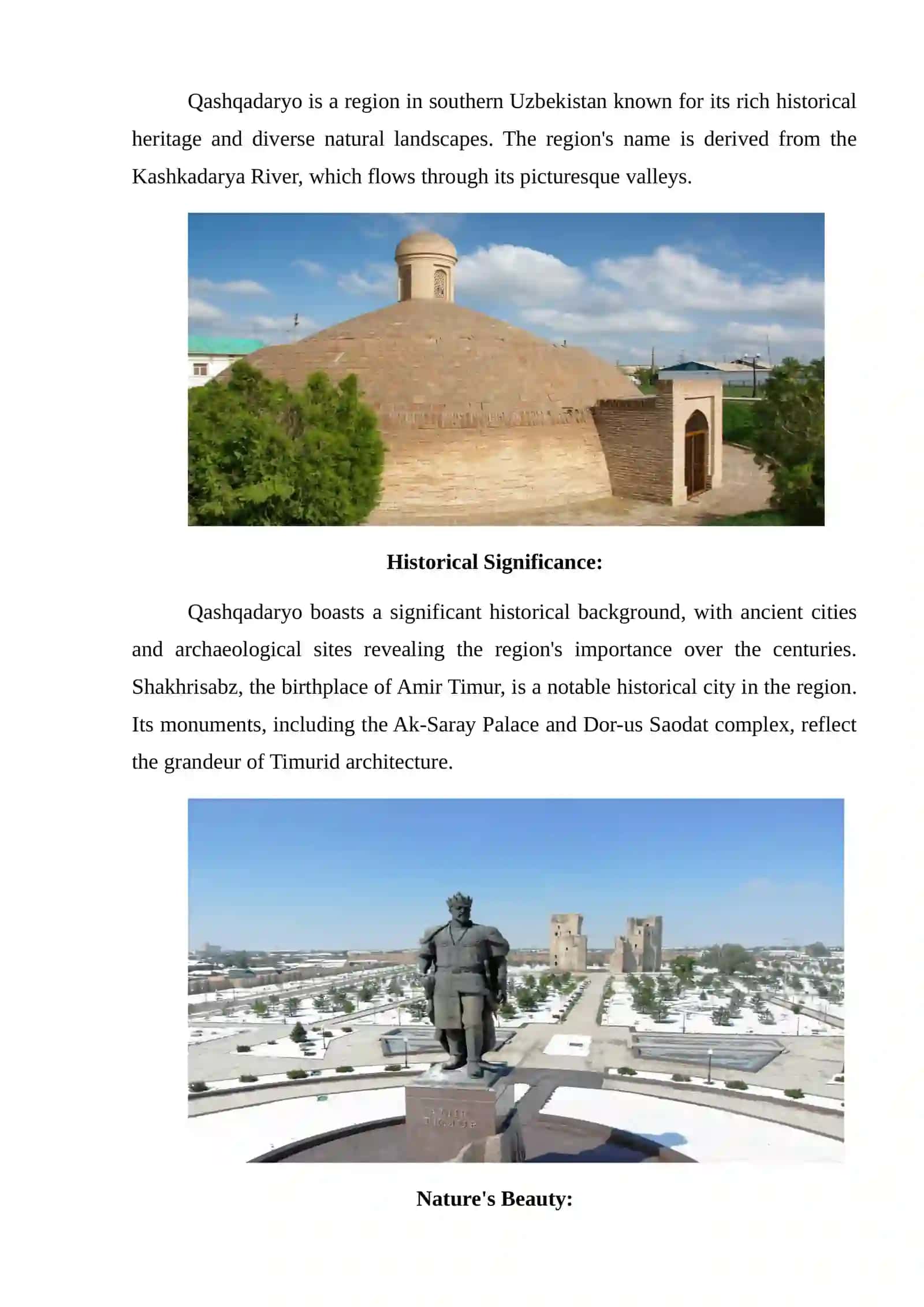 Qashqadaryo Region: A Blend of History and Nature 2