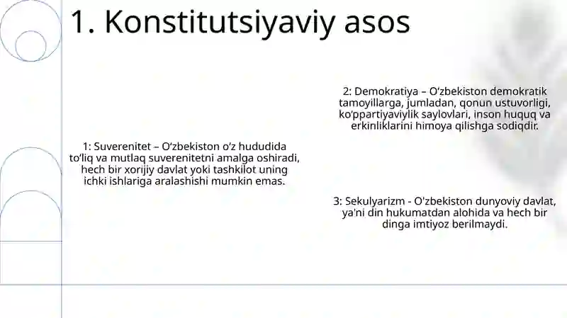 OʻZbekiston Suveren, Demokratik, Huquqiy, Ijtimoiy Va Dunyoviy Davlat 2