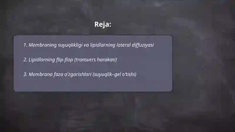 Biologik membranalardagi fizik jarayonlar 2