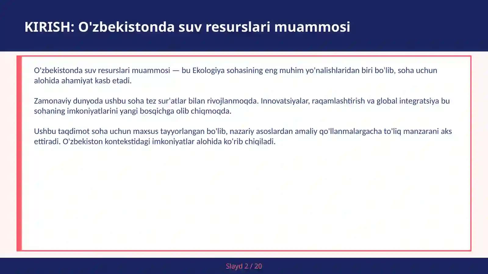 O'zbekistonda suv resurslari muammosi 2