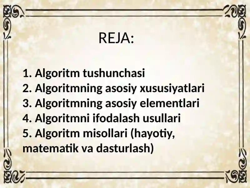 Algoritm tushunchasi va misollari 2