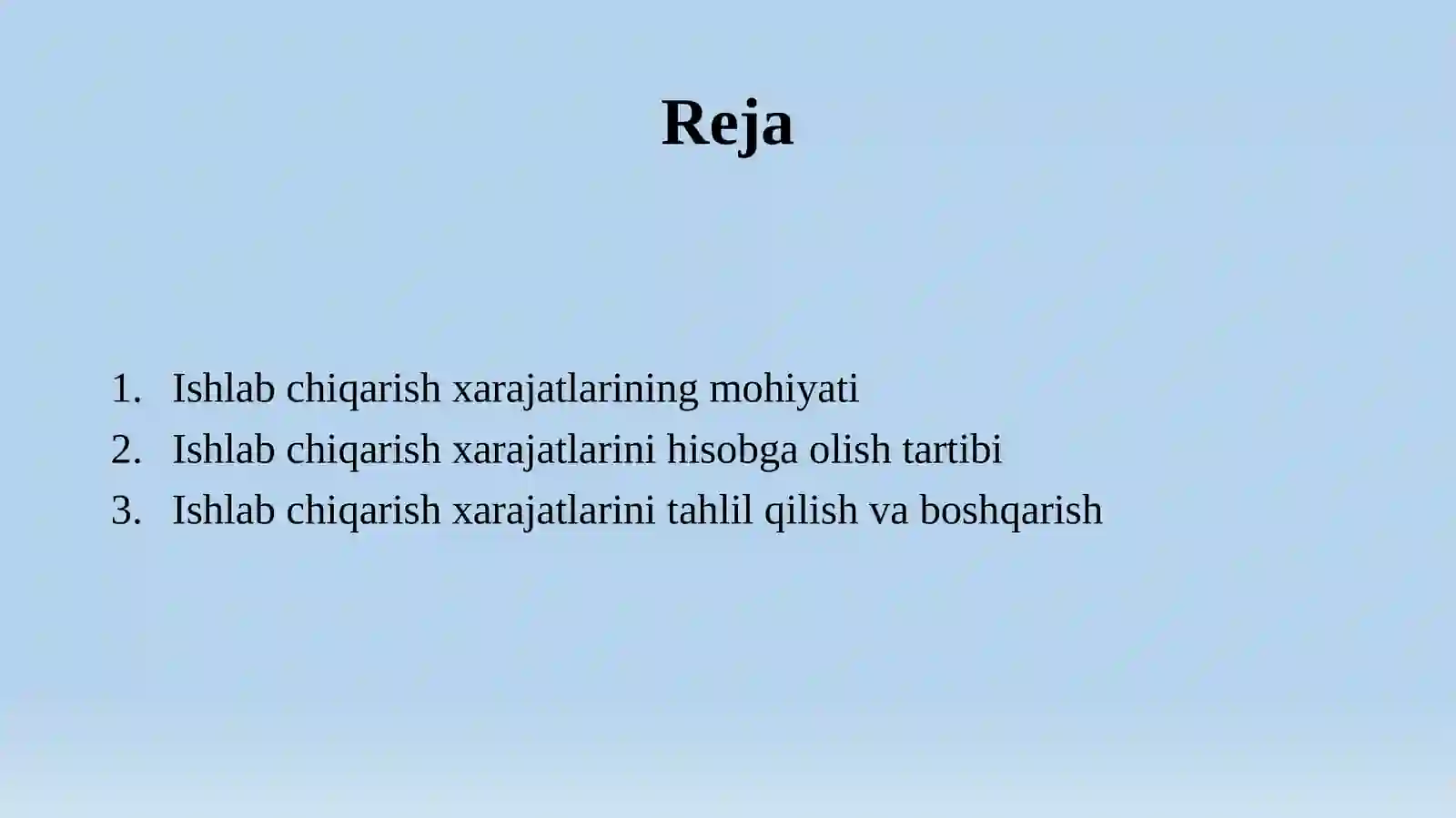 Ishlab chiqarish xarajatlari hisobi 2