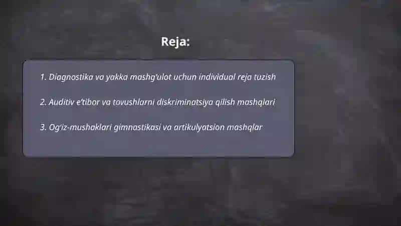Eshitishida va Nutqida Nuqsoni boʻlgan bolalar bilan olib boriladigan yakka mashgʻulot 2