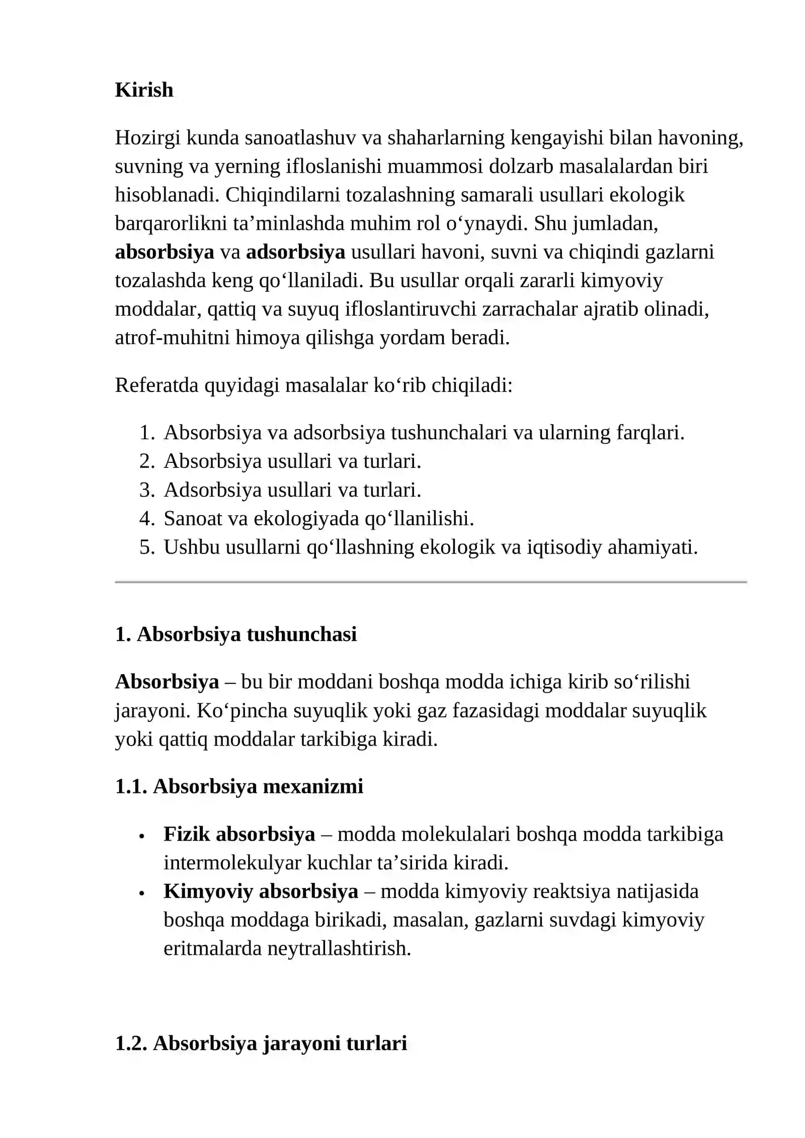 Absorbsiya va adsorbsiya usullari 2