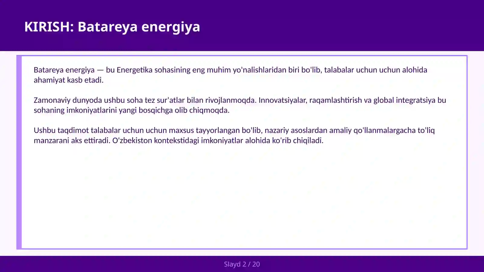 Batareya energiya 2