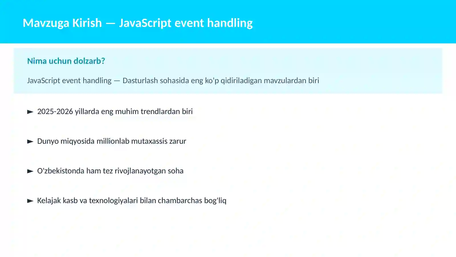 DASTURLASH | JAVASCRIPT VA WEB 2