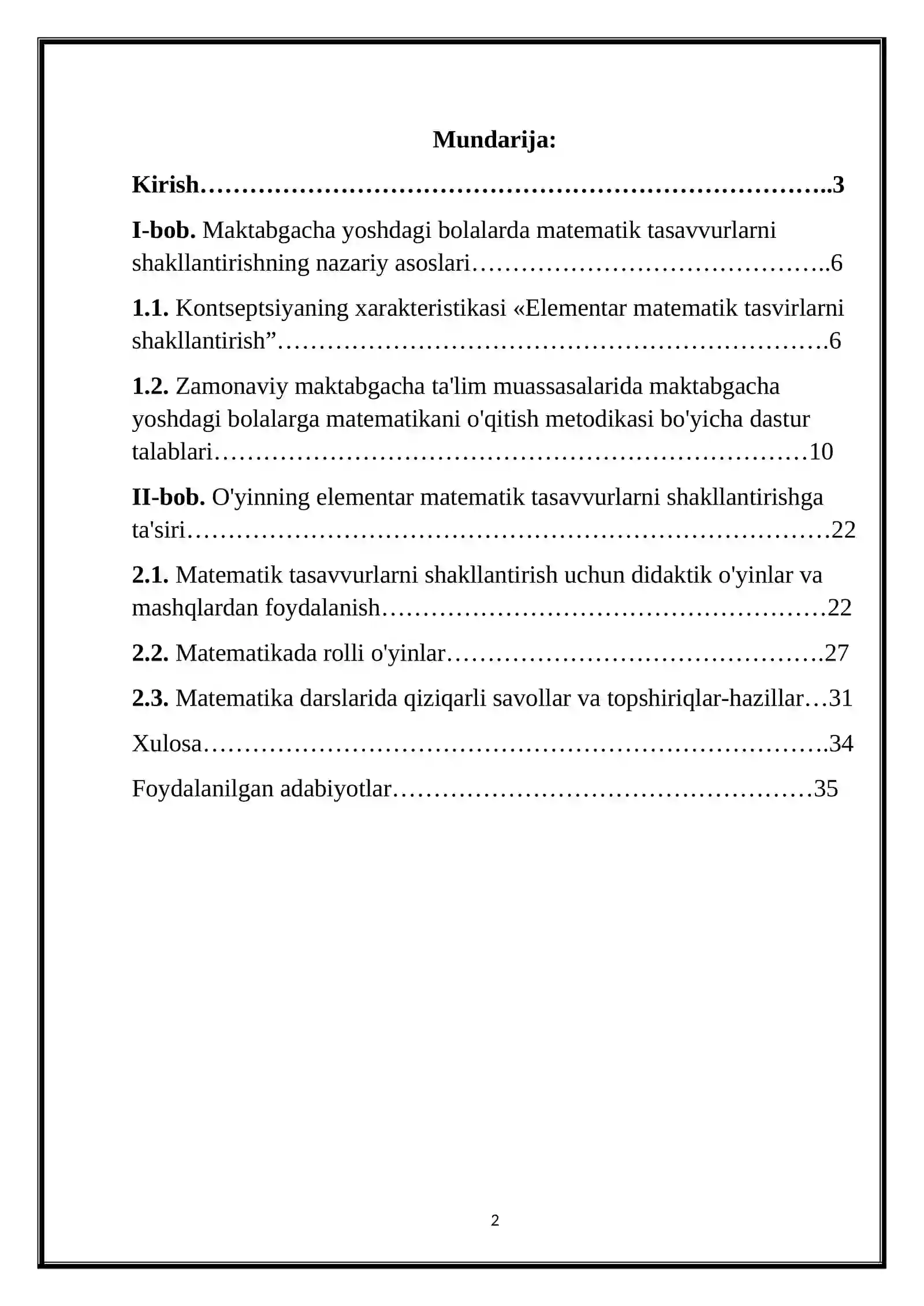 MATEMATIKA O’QITISH METODIKASI 2