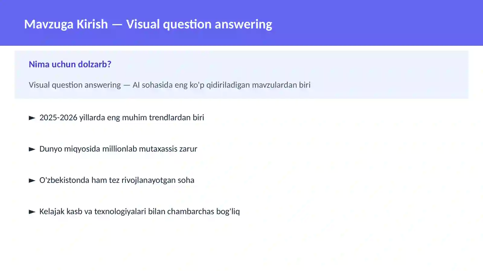 Visual question answering 2