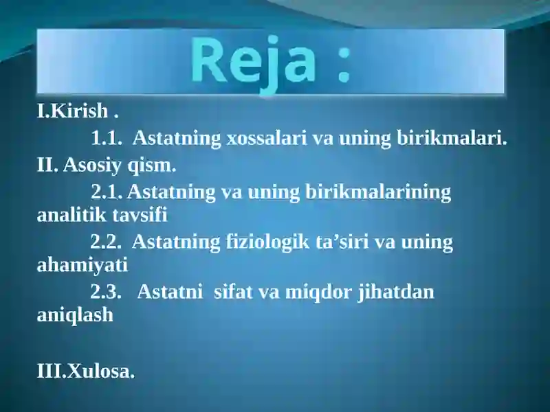 Astatning analitik kimyosi 2