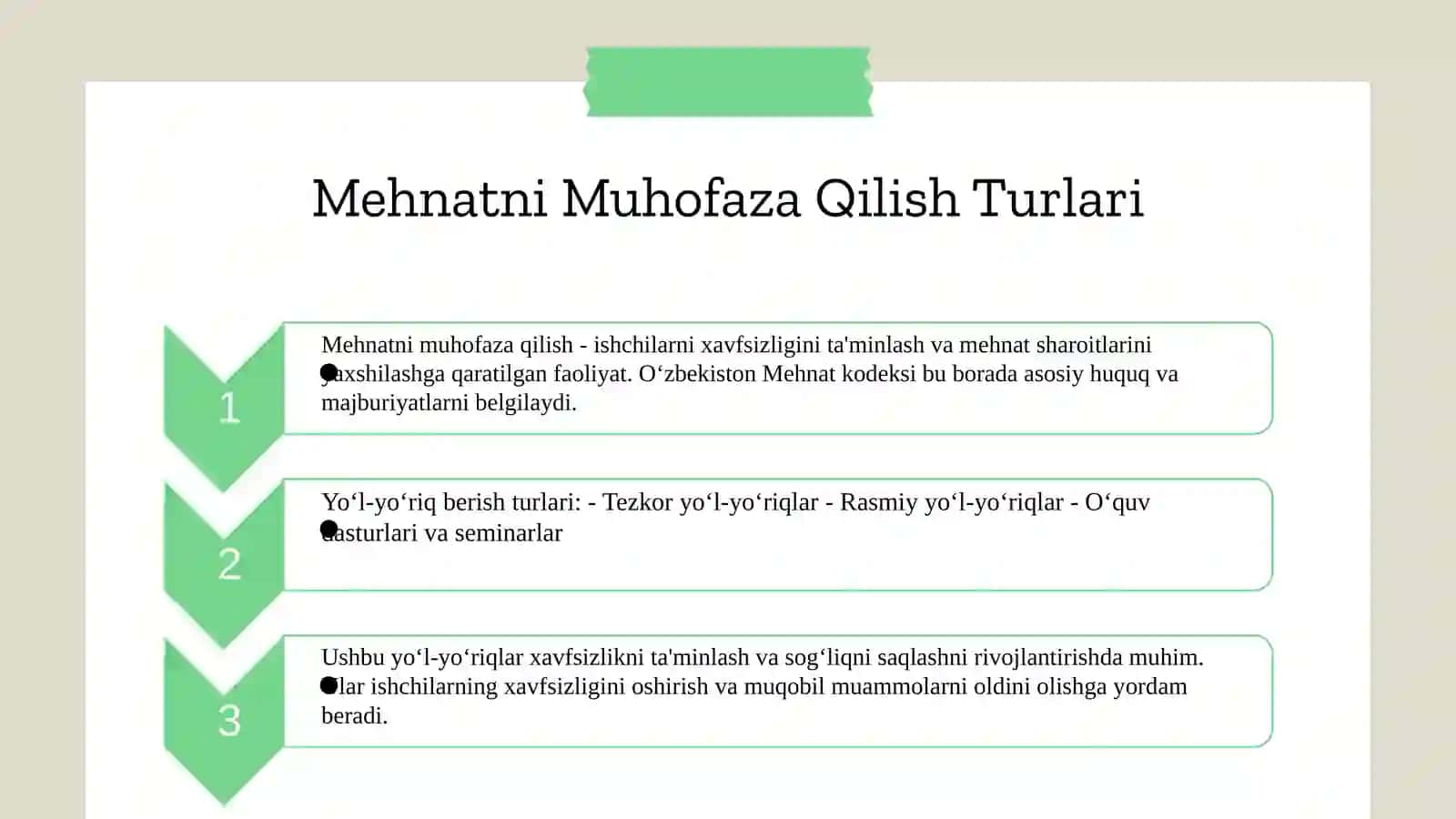 Mehnatni muhofaza qilish 2