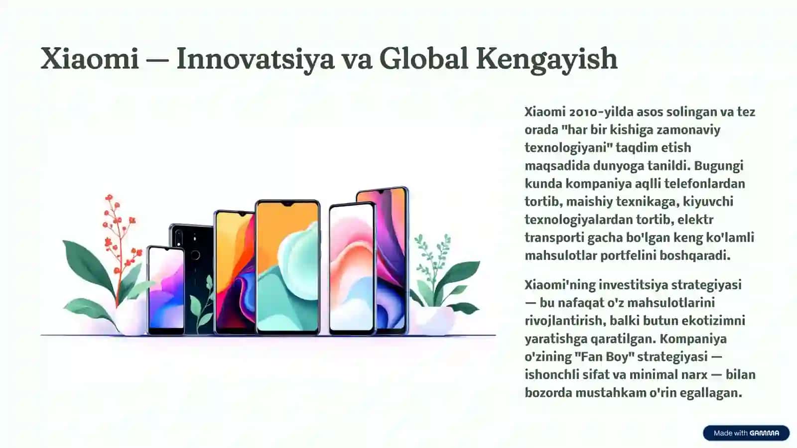 Xiaomi kompaniyasining investitsiya siyosati Strategiya va imkoniyatlar 2