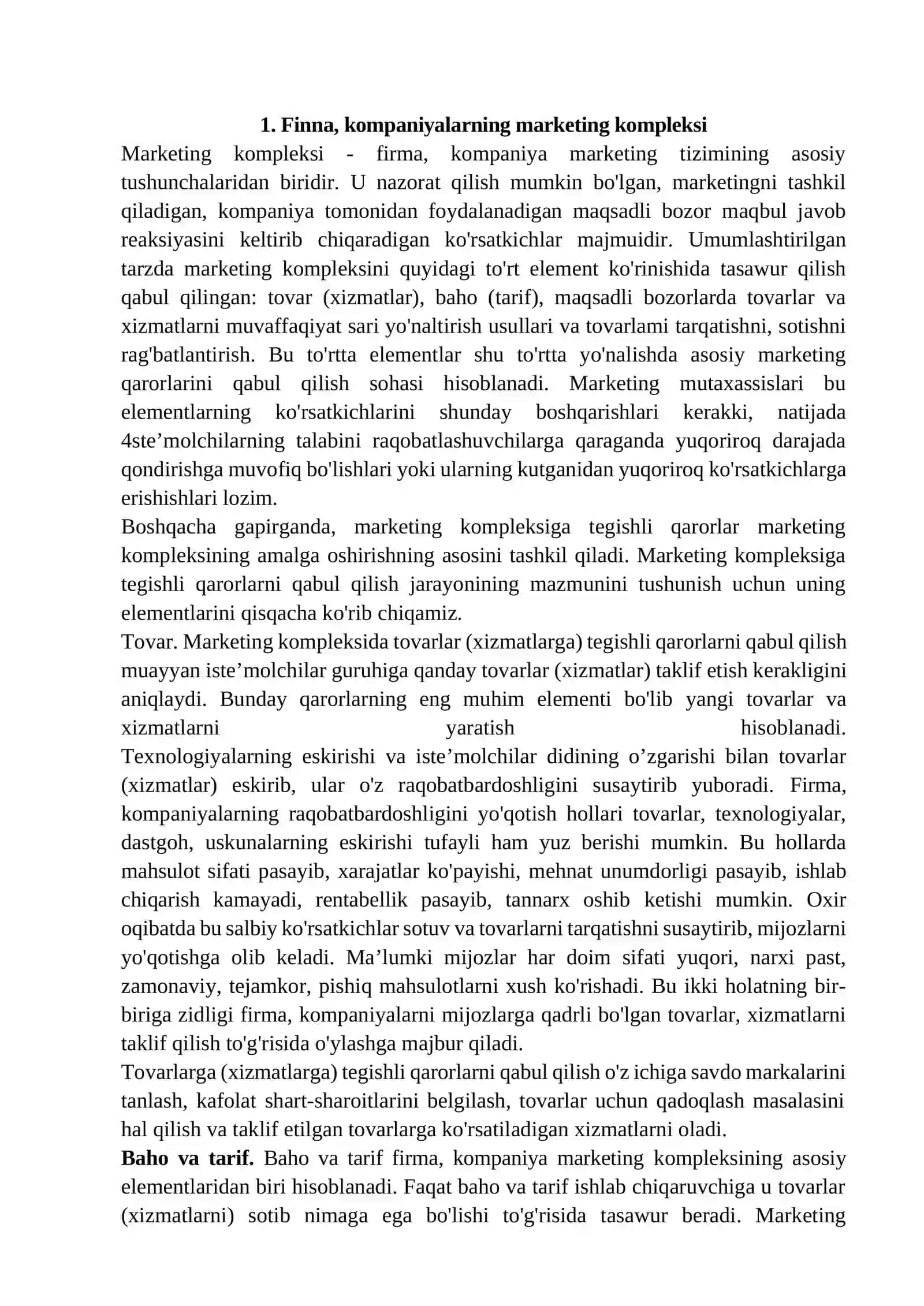 Marketing kompleksini boshqarish 2
