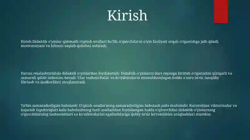 Oqitishni Tashkil Qilishda Didaktik Oyin Metodidan Foydalanish 2