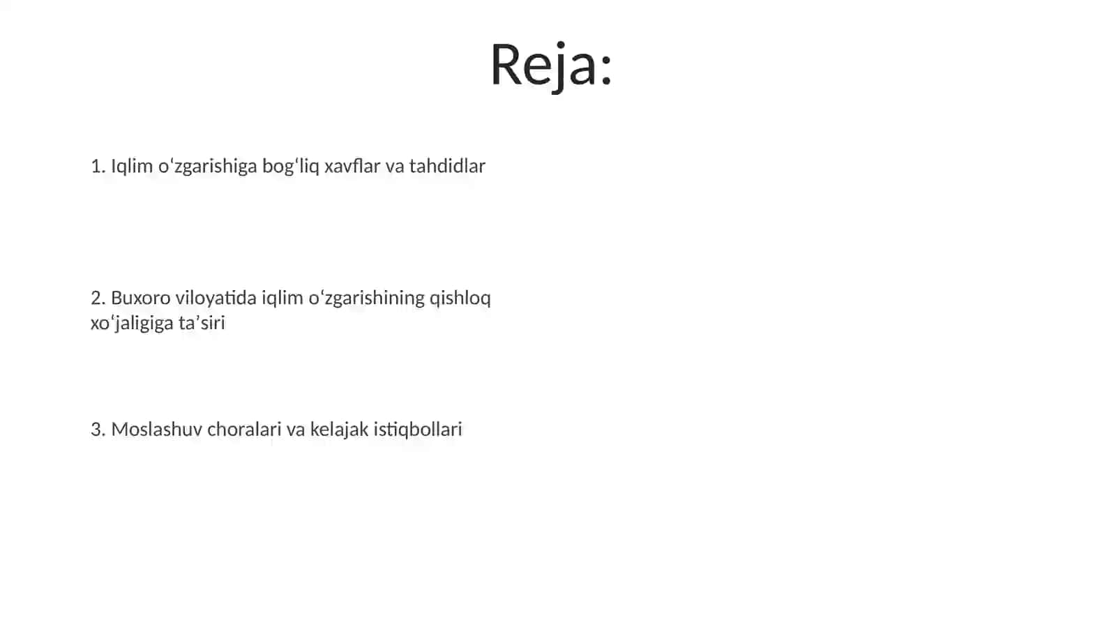 Iqlim oʻzgarishi Qishloq xoʻjaligiga ta'siri (Buxoro viloyati misolida) 2