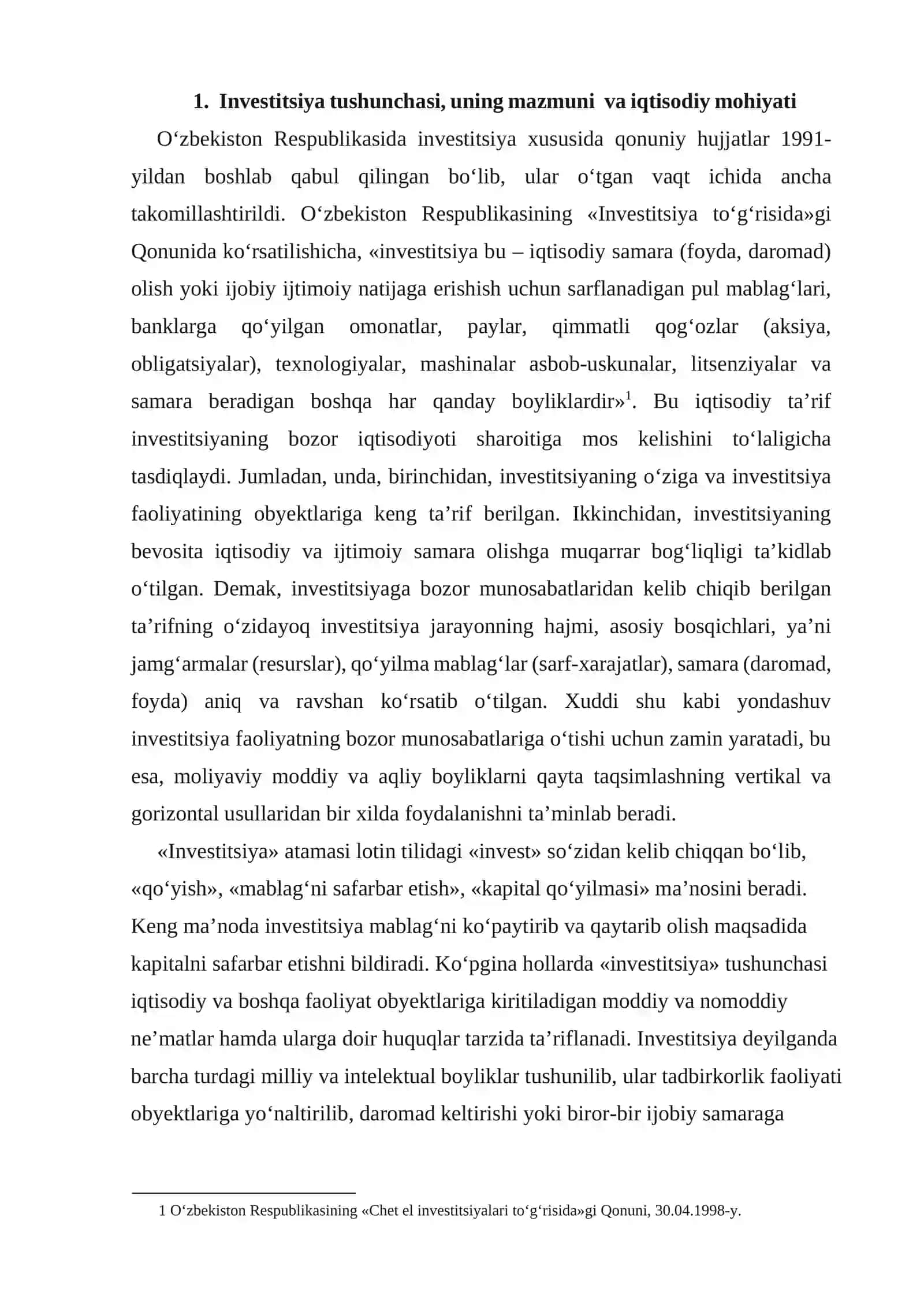 Investitsiya, uning mohiyati, iqtisodiy mazmuni va turlari 2