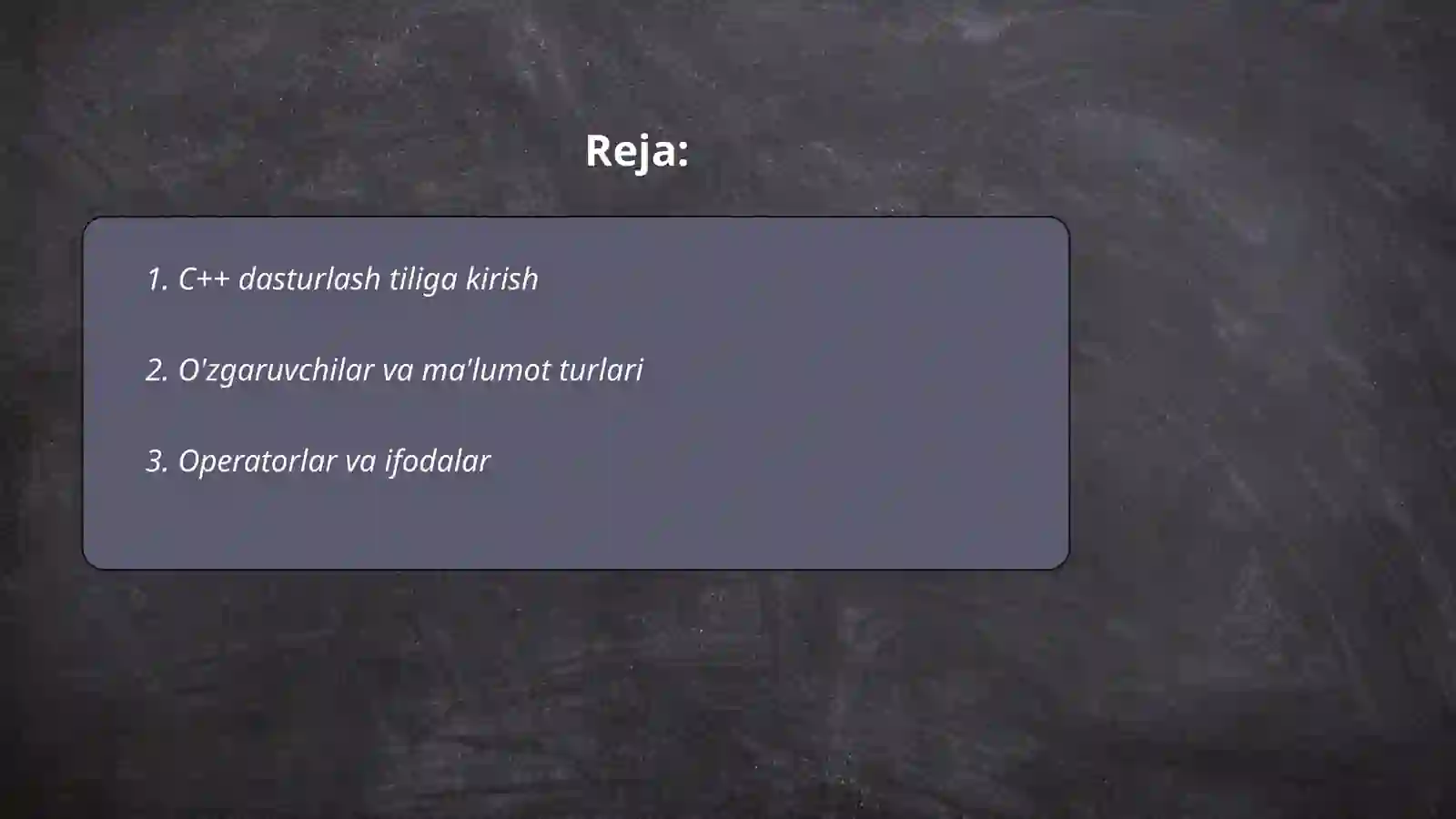 C++ dasturlash tiliga kirish 2