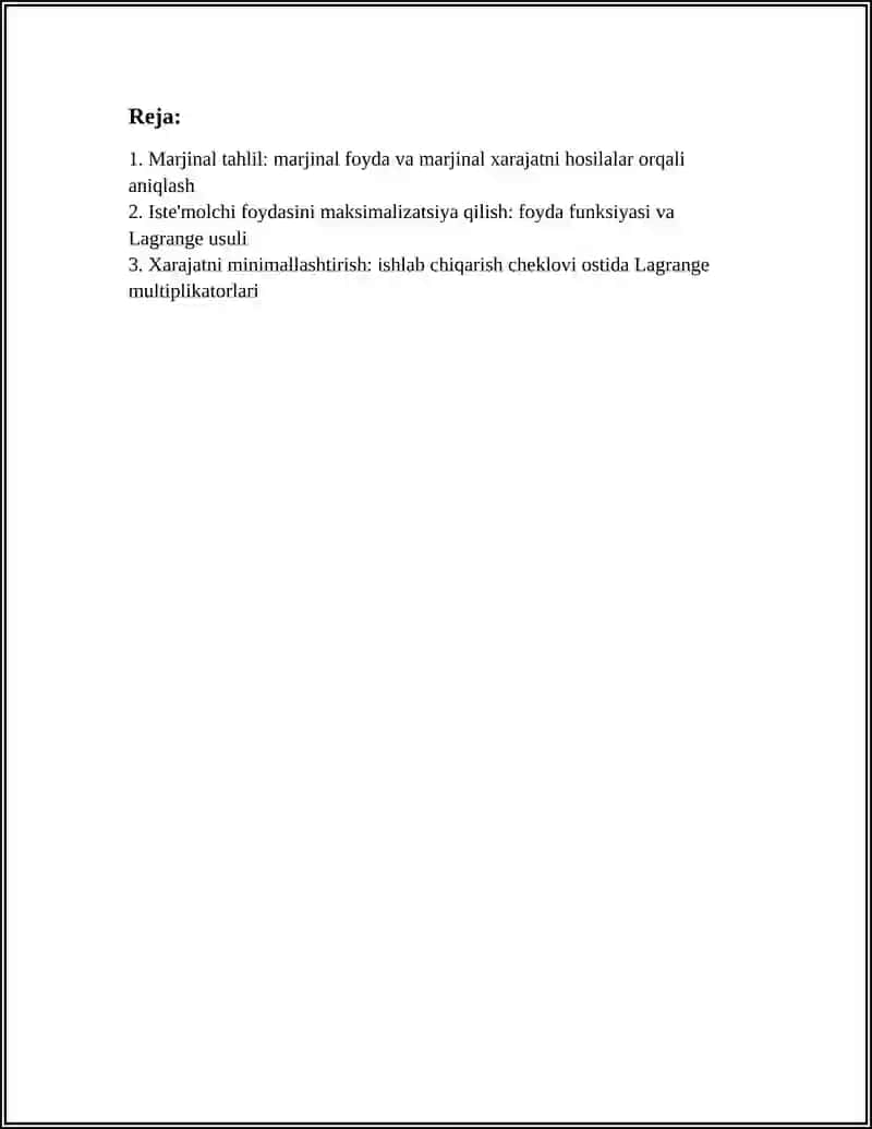 MIKROIQTISODIYOT VA MAKROIQTISODIYOTDA DIFFERENSIAL HISOB TATBIQLARI 2
