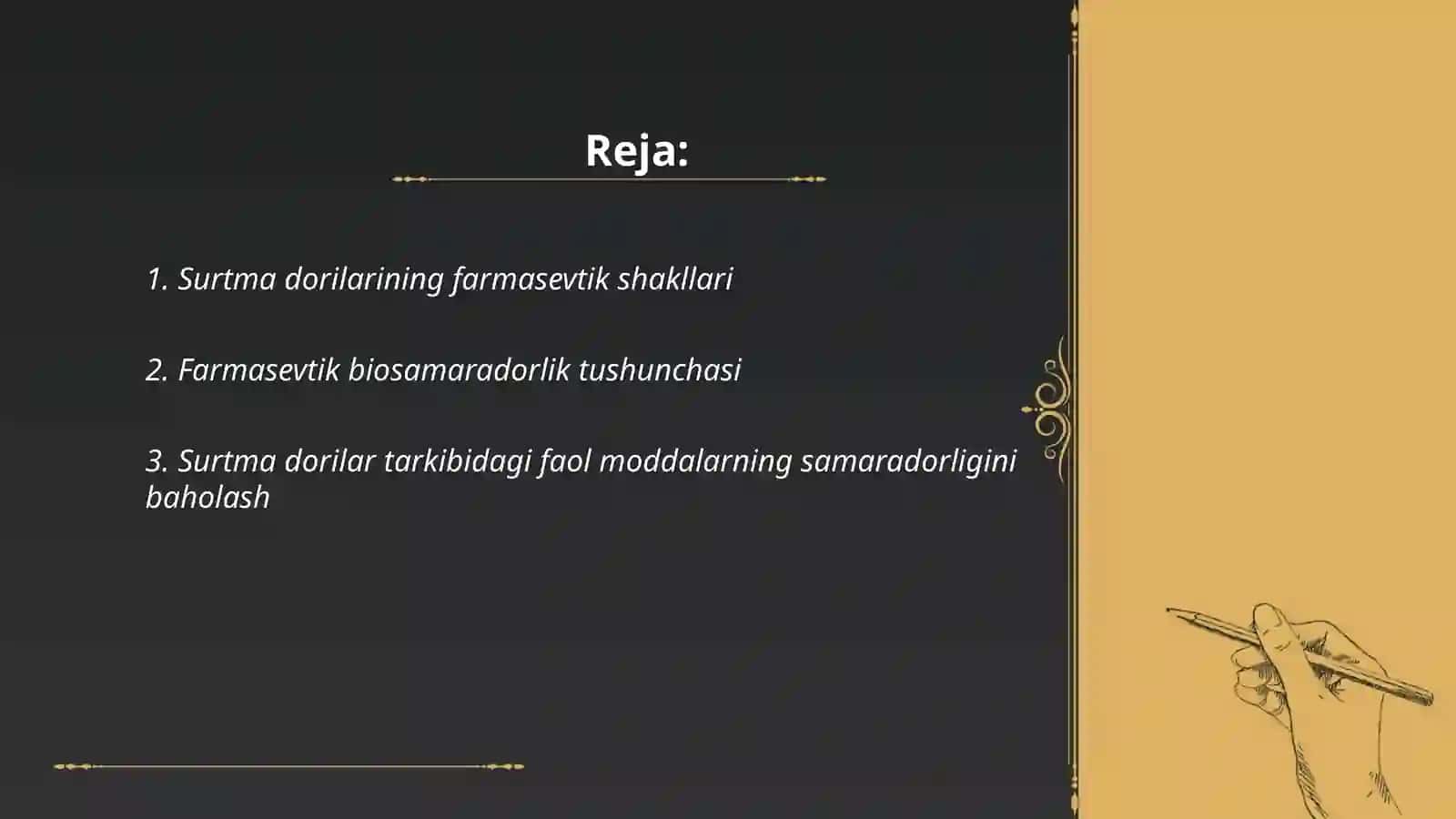 Surtma dori shakllarida farmasevtik biosamaradorlikni aniqlash usullari 2