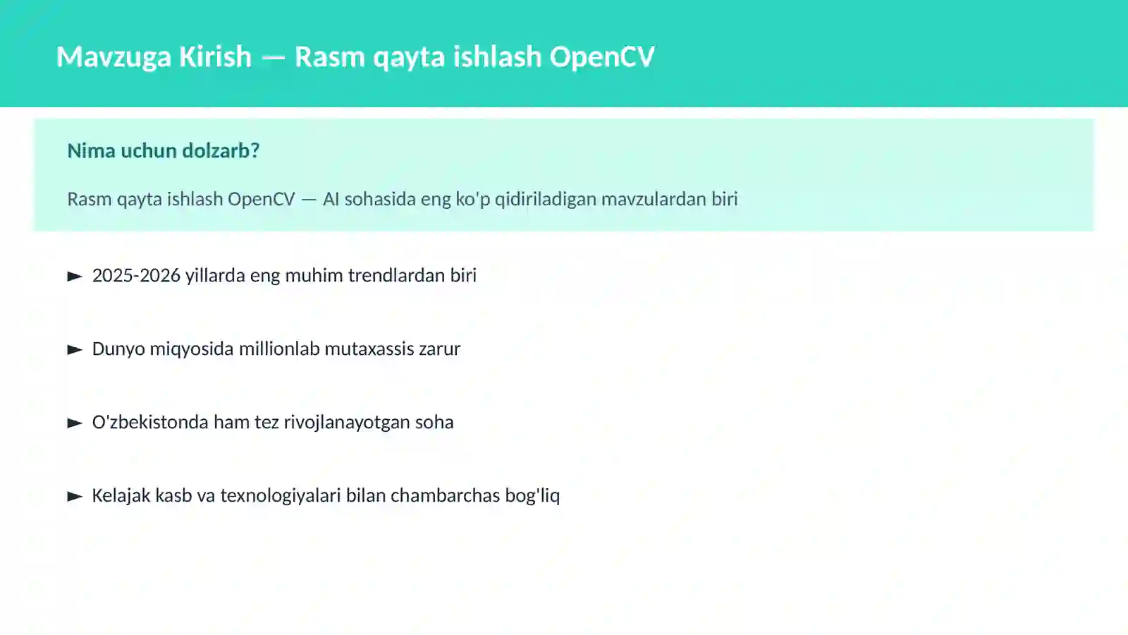 Rasm qayta ishlash OpenCV 2