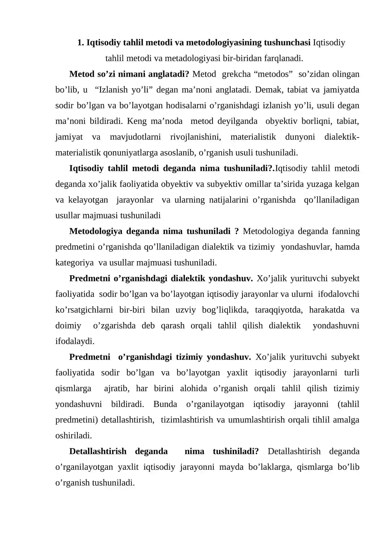 Iqtisodiy tahlil metodi va metodologiyasining tasnifi 2