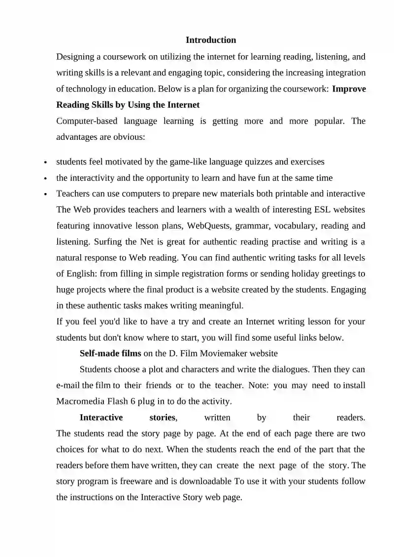 Using the internet in learning reading, listening and writing 2