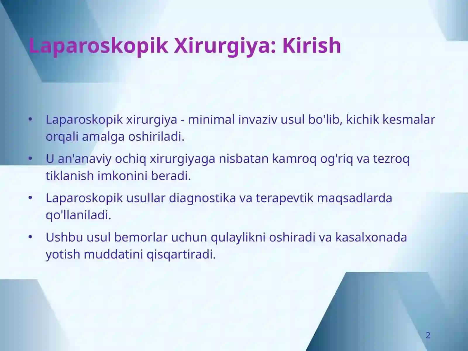 Kam Invaziv Xirurgiya: Zamonaviy Yondashuvlar 2