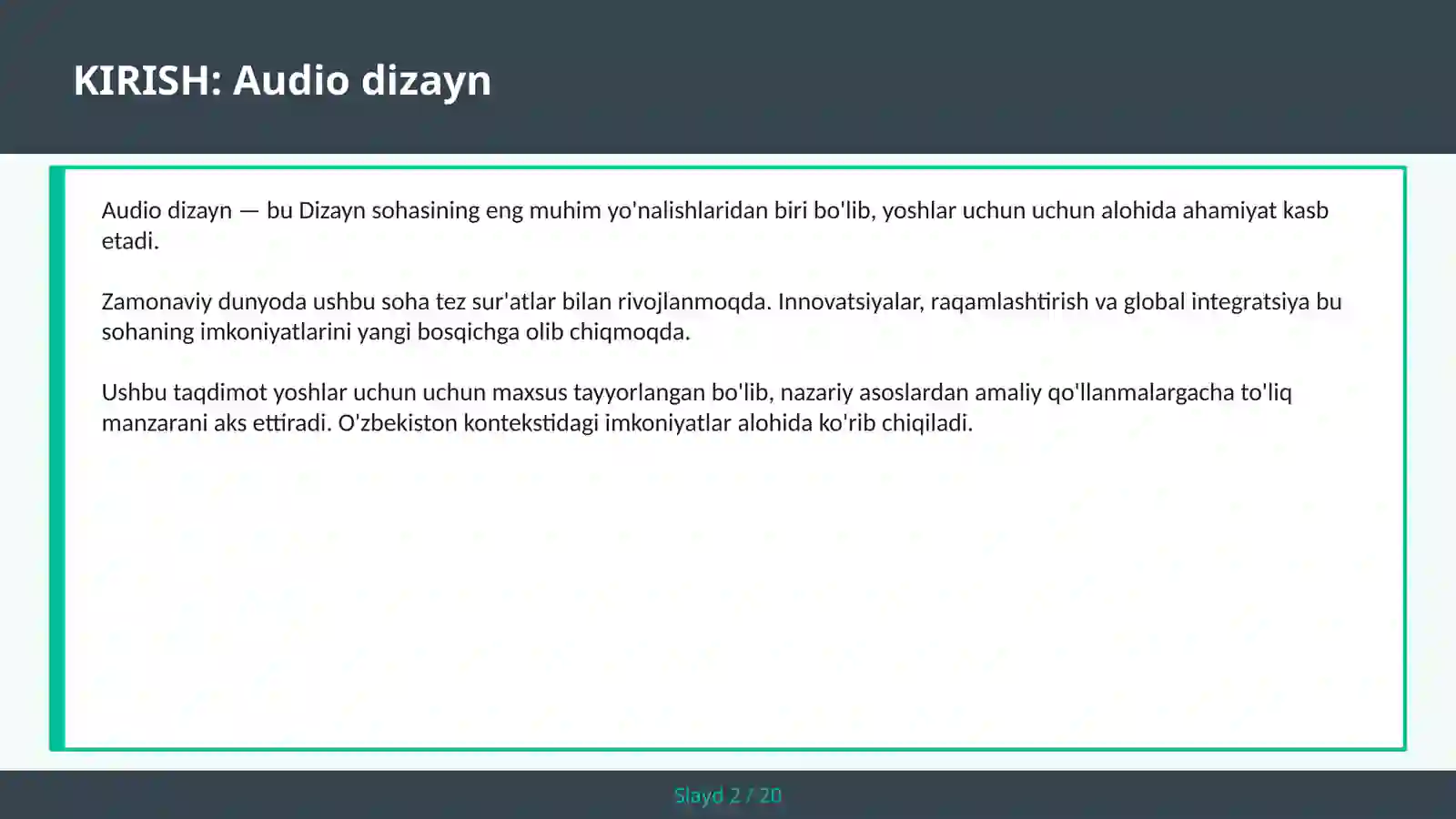 Audio dizayn 2