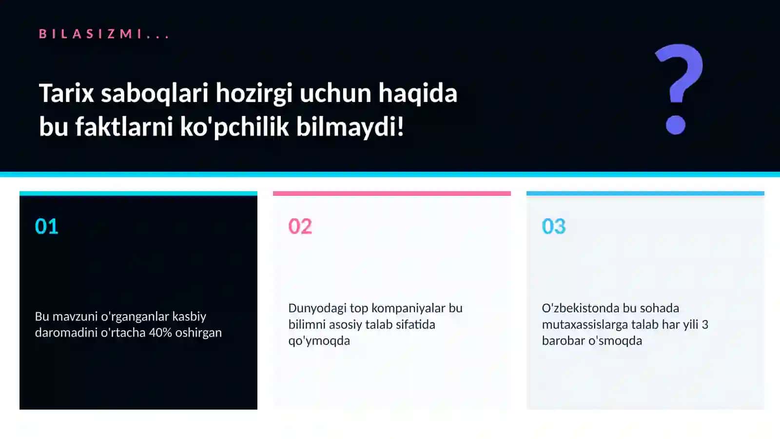 TA'LIM VA O'RGANISH Tarix saboqlari hozirgi uchun 2