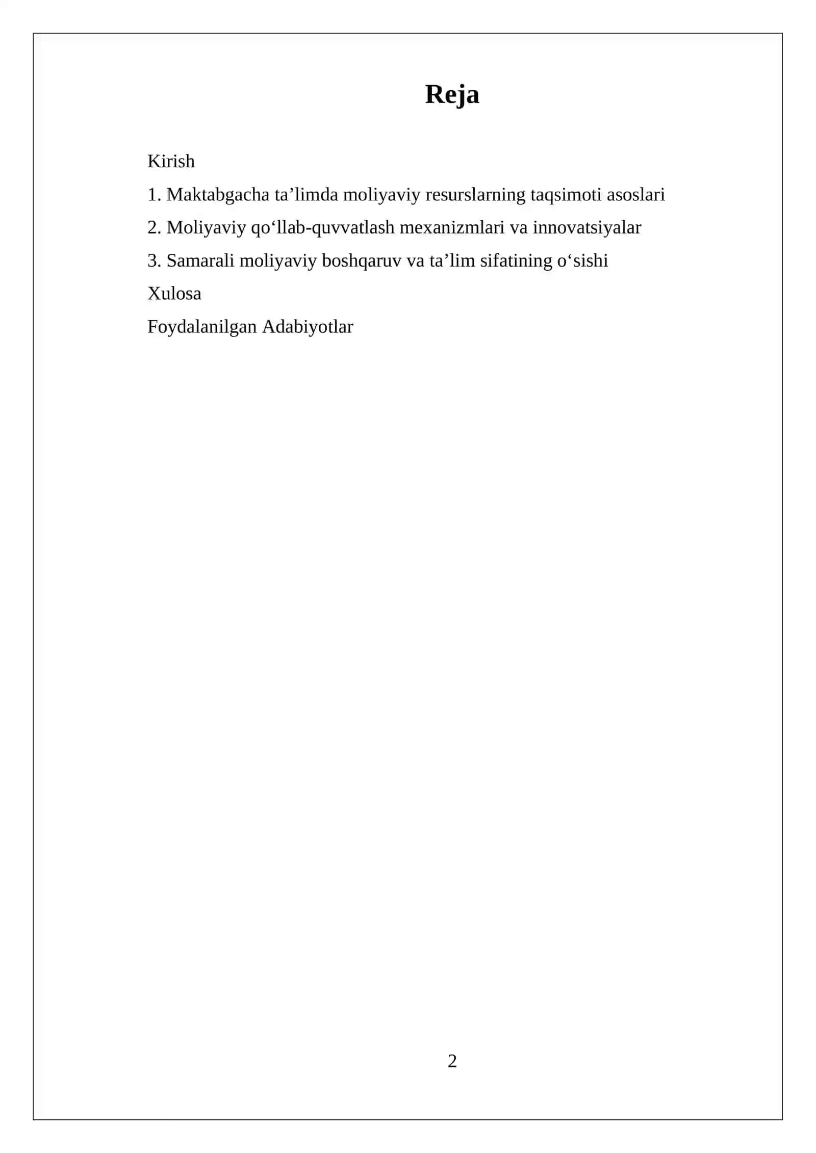 Maktabgacha talimni rivojlantirish 2