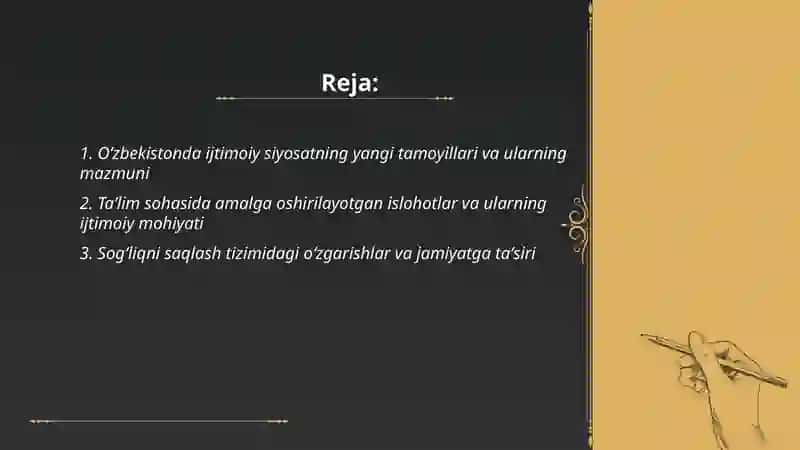 Oʻzbekistonda ijtimoiy sohada amalga oshirilayotgan oʻzgarishlar mazmun va mohiyati 2