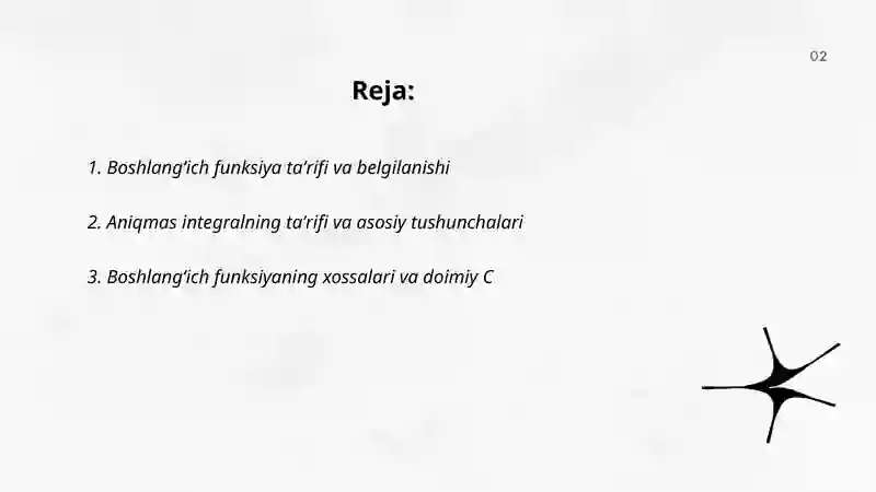 Boshlangʻich funksiya.Aniqmas integral 2