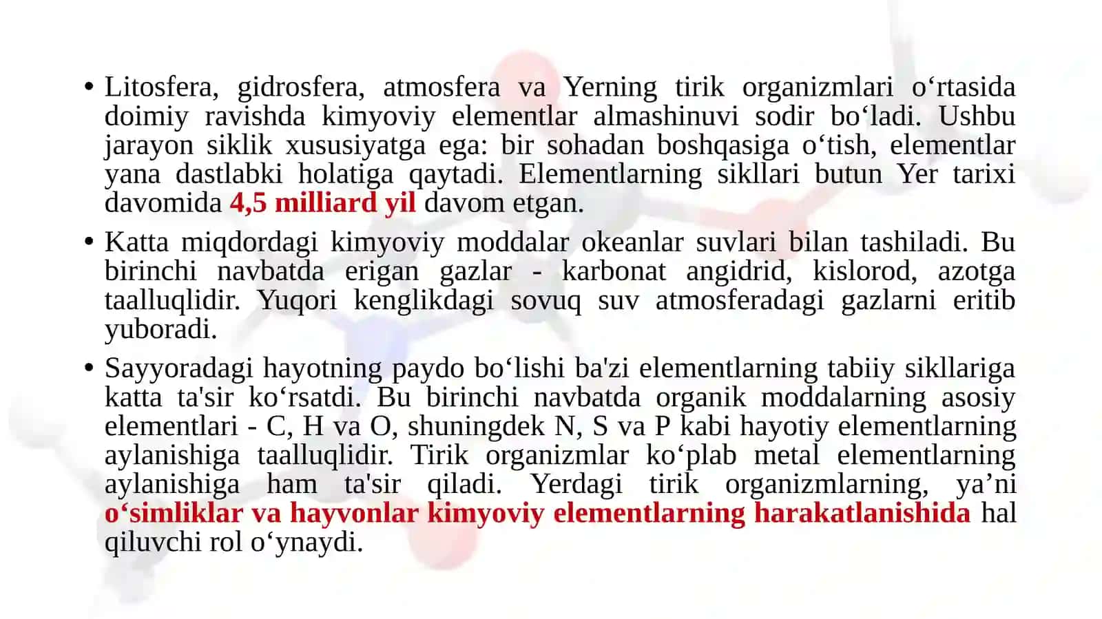 Ekotizimda elementlarning aylanishi 2