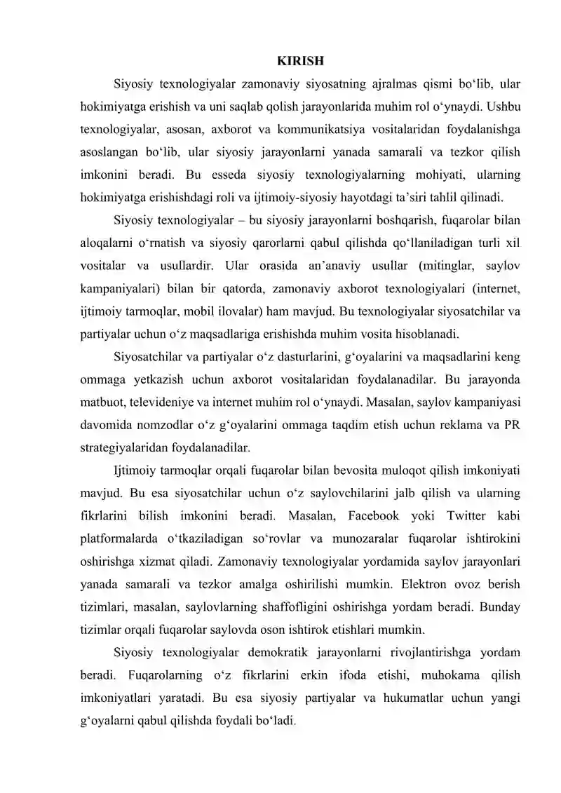 Siyosiy texnologiyalar – hokimiyatga erishishga yo‘naltirilgan vositalar sifatida 2