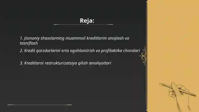 XALQ BANKI JISMONIY SHAXSLARNING MUAMMOLI KREDITLARI BILAN ISHLASH BOSHQARMASI 2