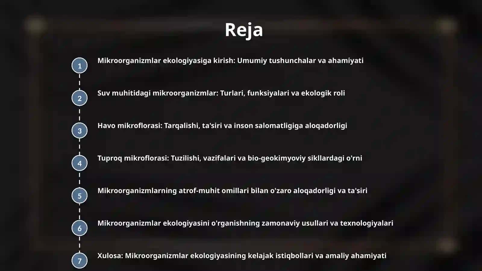 Mikroorganizmlar ekologiyasi. Tashqi muhit mikroflorasi (suv, havo, tuproq) 2