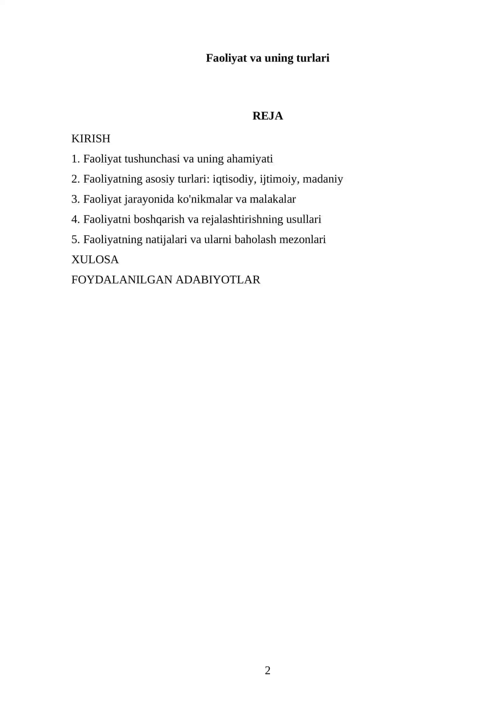 Faoliyat va uning turlari 2
