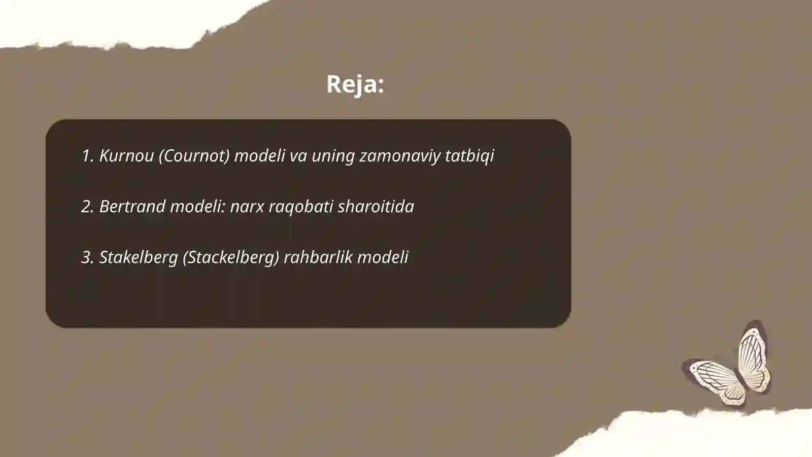 Zamonaviy bozor sharoitida oligopoliyaning asosiy modellari 2