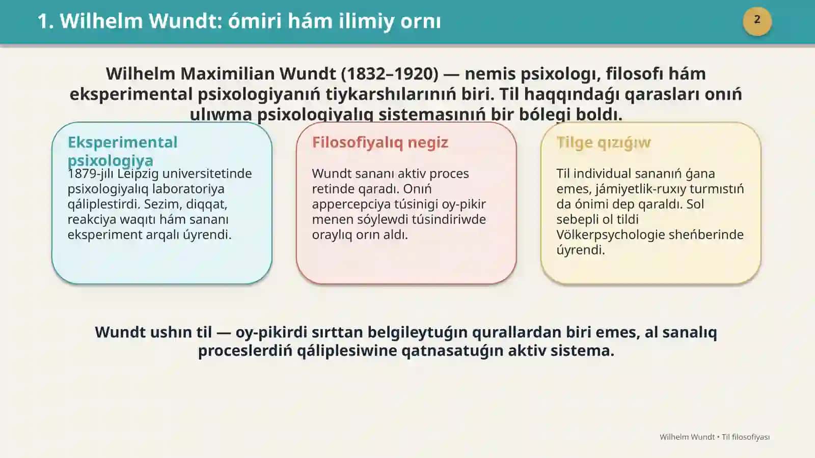 Wilhelm Wundttıǵ til filosofiyası 2