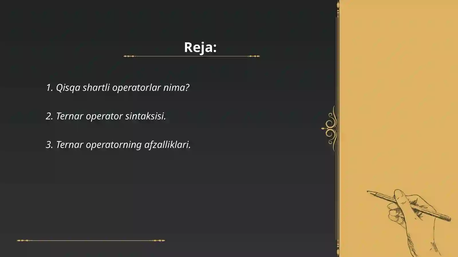 Qisqa shartli operatorlar 2